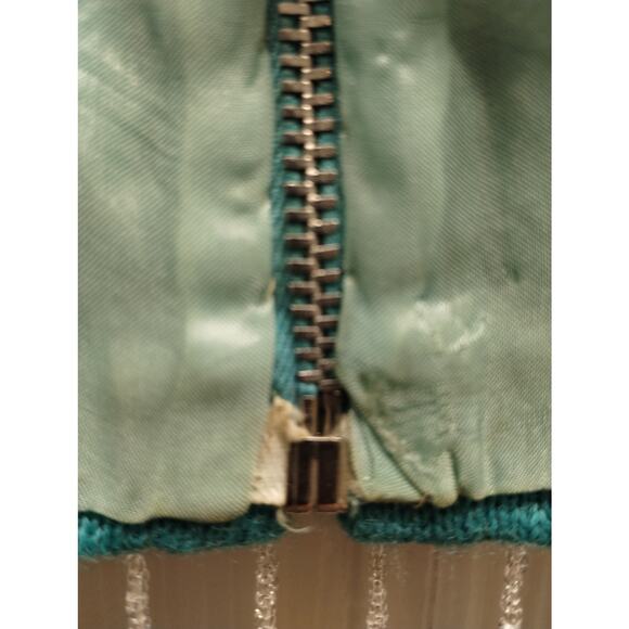 Vintage 60s Womens Size Small Blue Sequin Beaded Sleeveless Wool Theater Costume - Picture 9 of 9